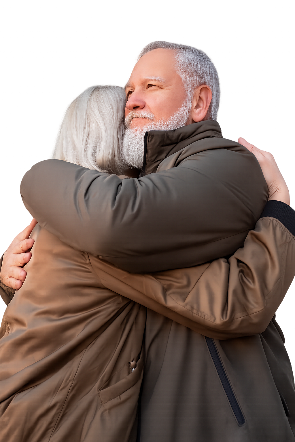 Older couple hugging
